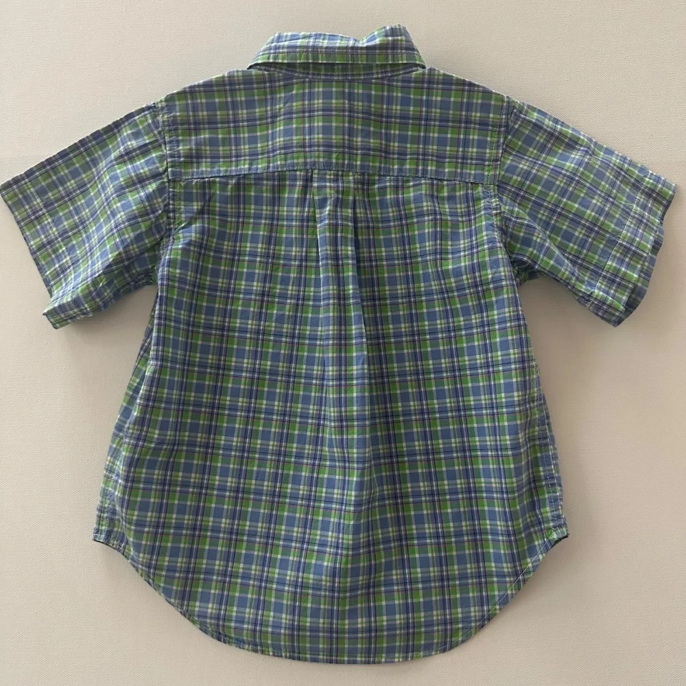 Ralph Lauren 2T Toddler Boy Blue Green Short Sleeve Shirt Spring Summer
